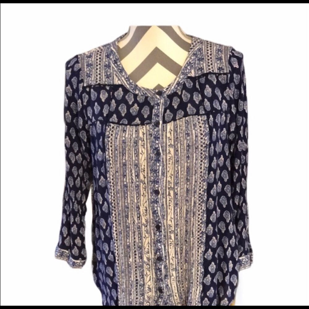 Lucky Brand SMALL Tunic Blue & White